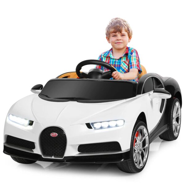 GYMAX Kids Ride on Car, 12V Battery Powered Compatible Bugatti Toy Car with Remote Control, Music, MP3/ USB/TF Slot, Storage Box & Safety Belt, Children Electric Vehicle for 3...