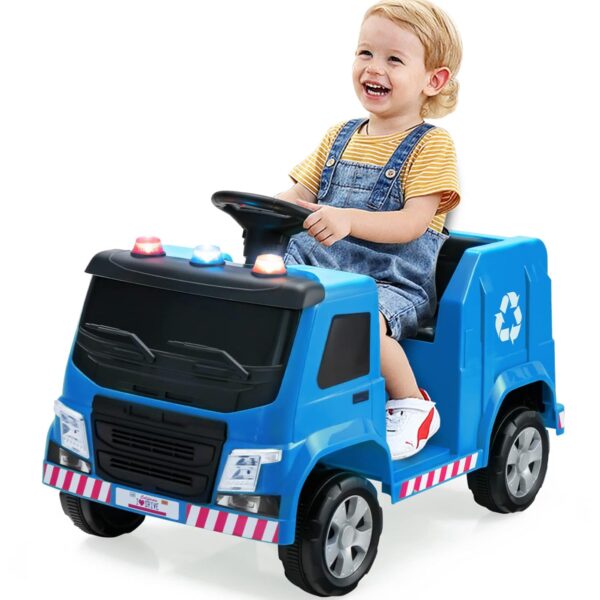GYMAX Kids Ride On Garbage Truck, 12V Battery Powered Car with Remote Control, 6 Recycling Accessories, Music, Lights, Horn & Slow Start, Children Electric Vehicle for 3 Years...