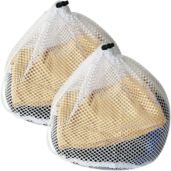 GZSYWZ 2 Pcs Mesh Laundry Bag with Drawstring Linen Portable Bags Washing Machine for Clothes,Bedding,Tablecloths,Curtains (30x40cm)