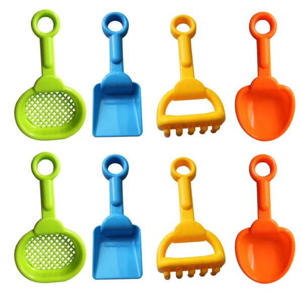 HAICN 8Pieces Beach Sand Shovels Random Color Plastic Spade Shovel with Handle Rake Sand Sifter Toy Gardening Tool Kit for Teens Beach Summer Outdoor Activities