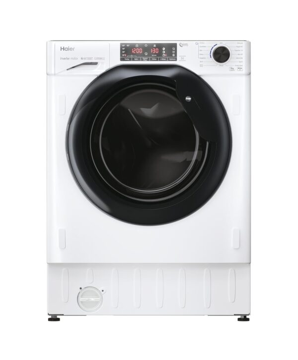 Haier HWQ90B416FWB-UK 9kg Integrated Washing Machine, A Rated, White & Black