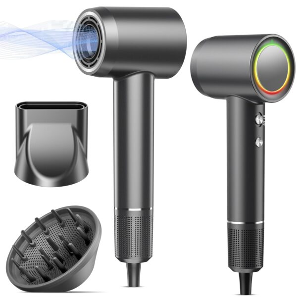 Hair Dryer, 160000 RPM Professional High Speed Ionic Blow Dryer 500 Million Negative Ions & Heat-Control & Low Noise Hairdryer with Magnetic Diffuser for Faster Drying All Hair...