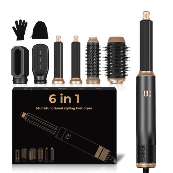 Hair Dryer Brush,6 in 1 Auto Air Curling Iron Set 3 Temperature 1000W Powerful Negative Ionic Hair Styler, 60000RPM Air Styler, Left&Right Magic Hair Curler, Multi-Hair Styling...