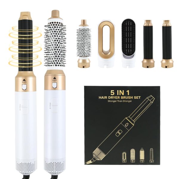 Hair Dryer Brush Blow Magic Styler 5 in 1 Detachable Hair Dryer Hot Air Brush, Lightweight Travel Hair Dryer, Negative Ionic Hot Air Styler for Drying Curling Straightening