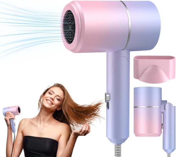 Hair Dryer,Foldable Fast Drying Ionic Hairdryers for Women Hairdryer Low Noise Lightweight Ionic Blow Dryer with Heating and Cool Button Ironic Hair Dryers Travel Hairdryer for...