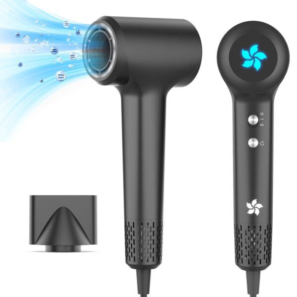 Hair Dryer, Ionic Hairdryer, 400 Million Professional Plasma Hair Dryer, 110,000 RPM Fast Drying Brushless Motor, 57dB Low Noise Blow Dryer for Women, Man, Travel and Home
