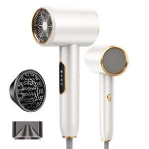 Hair Dryer Professional Ionic Diffuser Hairdryer & Accessories, 2 Speed 3 Heat Setting Hairdryers for Women Men Hair Dryer with Diffuser for Curly Hair 2400W Light Blowdryer...
