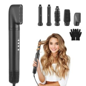 Hair Styler, 5 in 1 110000 RPM High Speed Hot Air Brush & Ionic Hair Dryer with Auto Air Curlers, Hot Air Comb, Electric Hair Dryer Brush, Fast Drying,...