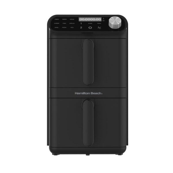 Hamilton Beach Air Fryer, 11L, Double Stack, 2460W, XXL, Space Saving Design, 9 Cooking Functions, Family Size, Non-Stick Dishwasher Safe Baskets, Black - HBA11B