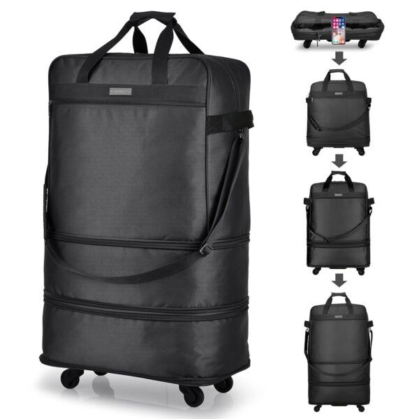 Hanke Expandable Large Suitcase 4 Wheels Lightweight Collapsible,Foldable Suitcases &Travel Bags Hand Luggage Extend 20/24/28 inch Suitcases Duffel Bag Without Telescopic Handle...