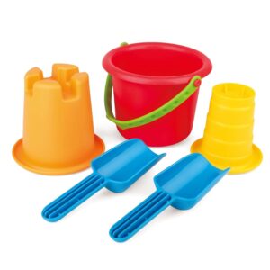 Hape 5-in-1 Beach Set for Toddlers | Multi-Coloured Bucket & Spade Beach Toys for Kids 18 Months and Up