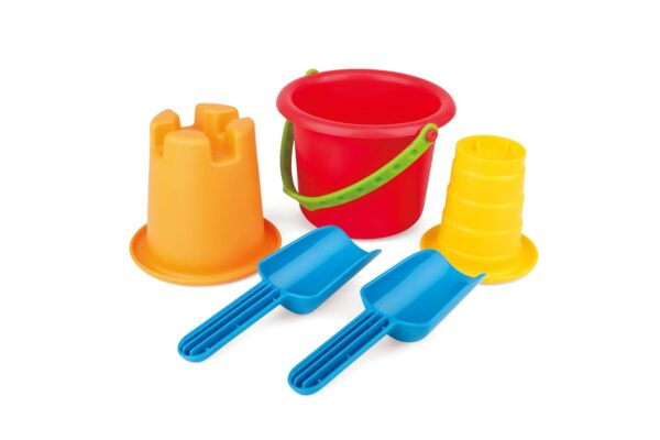 Hape 5-in-1 Beach Set for Toddlers | Multi-Coloured Bucket & Spade Beach Toys for Kids 18 Months and Up