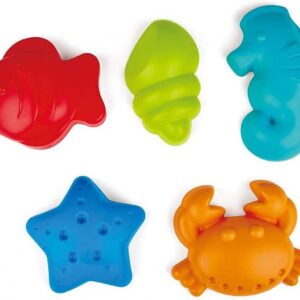 Hape Sea Creatures Sand Mould Beach Toys, for Kids 18 Months and Up, Multicolor