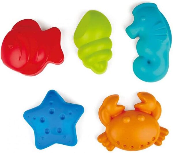 Hape Sea Creatures Sand Mould Beach Toys, for Kids 18 Months and Up, Multicolor