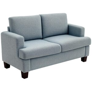 HOMCOM 2 Seater Sofa, Loveseat Sofa with Removable Back Cushions, Chenille Fabric Small Couch Settee with S-springs for Living Room, Bedroom, Home Office, Light Grey