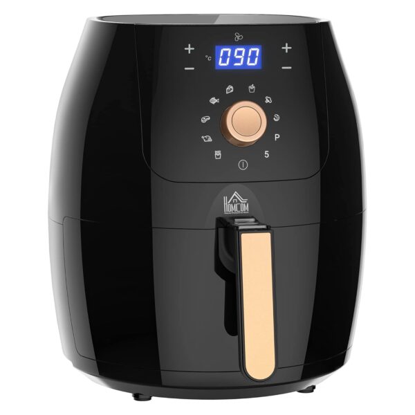 HOMCOM Air Fryer 5.5L 1700W with Digital Display Rapid Air Circulation Adjustable Temperature 60Min Timer Preheat Dishwasher Safe Basket for Healthy Oil Free Low Fat Cooking,...