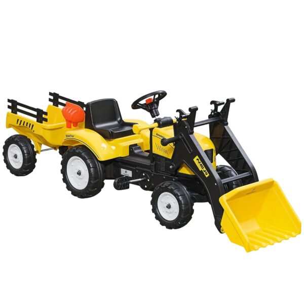 HOMCOM Kids Pedal Go Kart Children Ride On Toy Car Excavator Tractor Digger Dumper Yellow