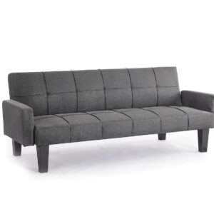Home Detail 3 Seater Sofa Bed Fabric Tufted Fabric Dark Grey Light Grey Clic-Clac Black Legs (Dark Grey)