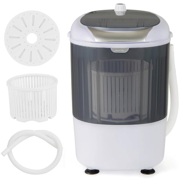 HOMFME Mini Single Tub Washing Machine, 2 in 1 Portable Washer Spin Dryer with Timing Function, Compact Wash Machines for Dorm Apartment Traveling Camping (Gray)