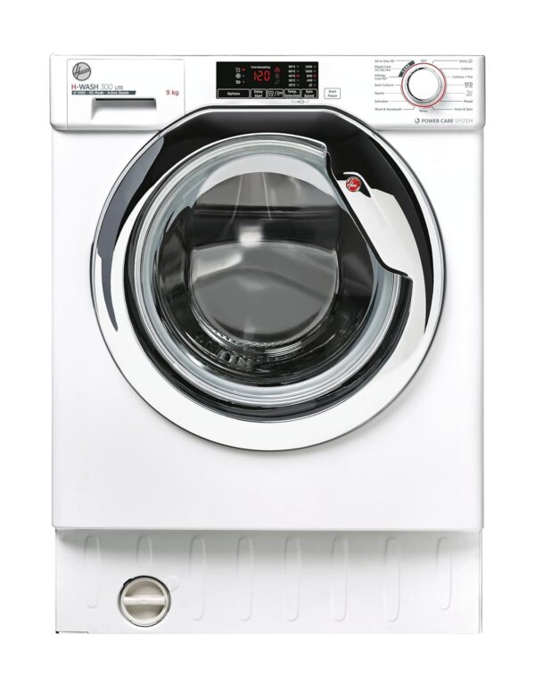Hoover H-Wash 300 HBWS49D1ACE Integrated Washing Machine, 9KG, 1400RPM, White/Chrome