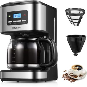 HOUSNAT Filter Coffee Machine, Programmable Drip Coffee Maker, Advanced Showerhead Technology, Fast Brewing & 24 Hours Timer & 40 Min Keep Warm Function, 1.8L Capacity, 12 Cup
