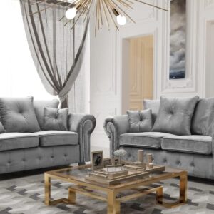 Huge Sale | Dark Grey Plush Fabric sofas 3 and 2 seater Sofa sets For Living Room