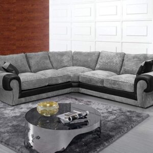 Huge Sale | Grey Jumbo Cord Fabric Corner Sofa-5 Seater settee sets for living room-large 2C2 sectional sofas & couches (Grey, Corner Sofa)