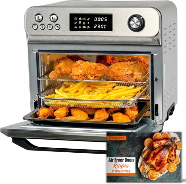 HYSapientia® 24L Air Fryer Oven With Rotisserie Large XXL Digital Knob 1800W 10 in 1 airfryer Countertop Convection Mini Toaster Oven electric and grill, Stainless steel inner,...