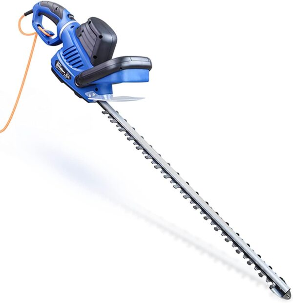 Hyundai 680w 610mm Corded Electric Hedge Trimmer Pruner, Rotatable Handle, 10m Power Cord, Handle Branches Up to 24mm in Diameter, 4.14kg, 3 Year Warranty