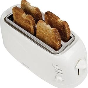 Igenix IG3020 4 Slice Toaster in White, 2 Long Slots with Adjustable Browning Control, Removable Crumb Tray for Easy Cleaning, Frozen and Reheat Function, White