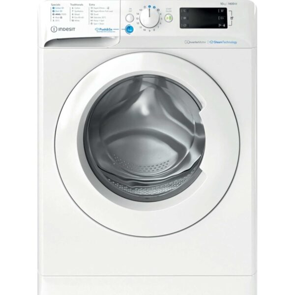 Indesit Push&Go BWE 101496X WV UK 10kg Washing Machine with 1400 rpm - White - A Rated