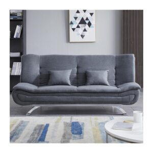 INMOZATA Linen Sofa Bed 3 Seater Sofa 188cm Bed Settee Click Clack Sofabed Convertible Sofa Couch with Chrome Legs and Two Pillows Support Leg for Living Room/Guest Room/Office...