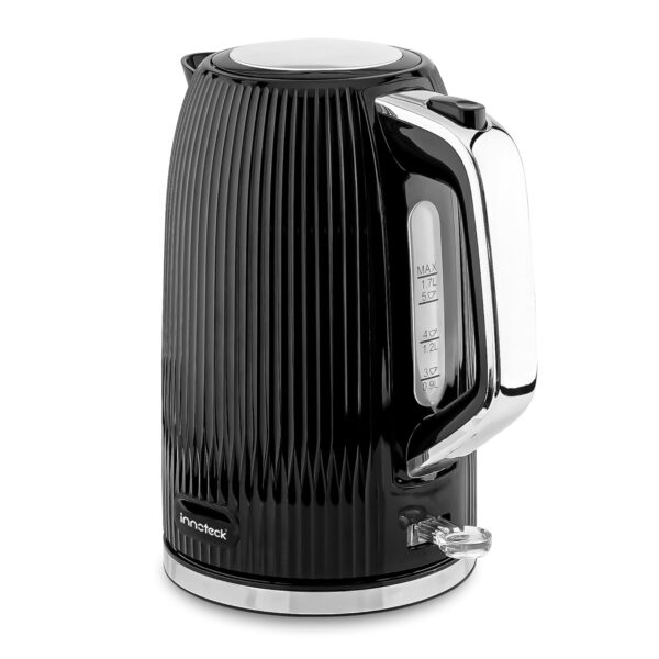 Innoteck Kitchen Pro 1.7L Electric Kettle - Black Ridged Textured Body & Stainless-Steel Accents - BPA-Free Hot Water Boiler with Auto Shut-Off - Boil Water Quickly for...