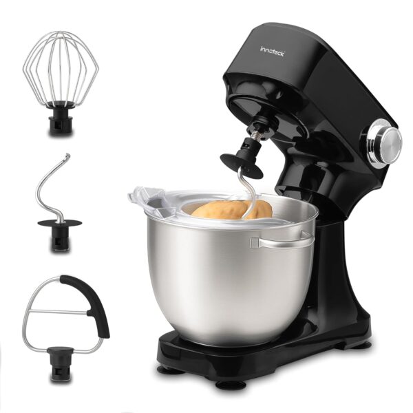 Innoteck Kitchen Pro 4.5L Stand Mixer – 600W Multi-Speed Kitchen Mixer with Dough Hook, Whisk & Beater Attachments, 12-Speed Control, Stainless Steel Bowl for Bread, Cakes, Home...