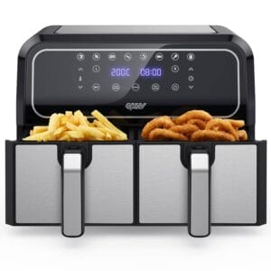 Innsky Dual Zone Hot Air Fryer Double Chamber 8L, 8 Programmes Hot Air Fryer Double Air Fryer with 2 Baskets, Fryer Hot Air without Oil, Dual Cook, Synchronise Ready Technology,...