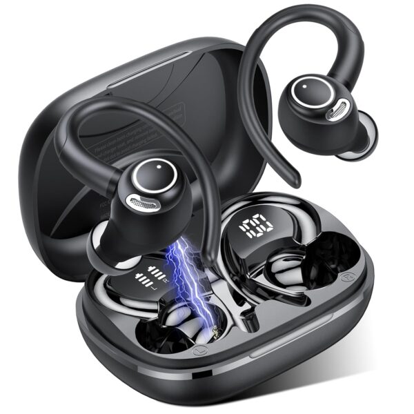 Jesebang Wireless Earbuds, Bluetooth 5.3 Headphones, 2025 Wireless Earphones HiFi Stereo Sound with ENC Mic, Sport Headsets in Ear EarHooks for Running, 40H Dual LED Display,...