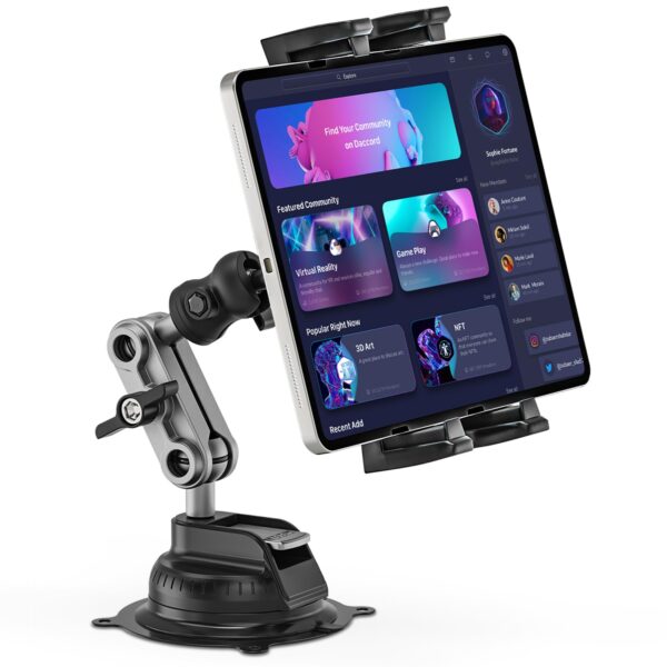 Jubor Tablet Car Stand with Suction Cup, 360° Rotate Adjustable iPad Car Mount, Dashboard Windscreen Tablet Holder for iPad Air Mini, iPhone, Galaxy, 4.7-12.9" Tablets and...
