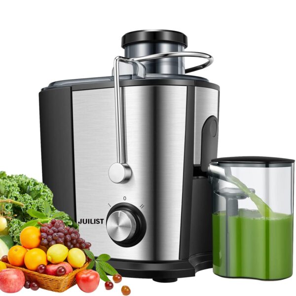 Juilist Juicer, Max Power 900W Juicer Machines with Anti-drip & Anti-slip Function, Juicers Whole Fruit and Vegetable with 3-Inch Wide Mouth Food Chute, 2 Speeds, Recipe...