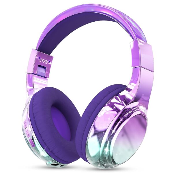 JYPS Kids Headphones Wireless,Metallic Childrens Bluetooth Headphones with Mic,Wireless & Wired Kids Headphones Over Ear for Teenage Girls,Toddler Headphone for iPad/Fire...