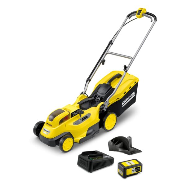 Kärcher 18v Lawn Mower LMO 18-36 Battery Set, Incl. 18v Battery and Fast Charger, Performance: 350m², Cutting Width: 36cm, Adjustable Cutting Height: 30-70mm, Mulching Plug, 45L...