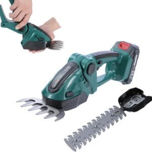 KATSU FIT-BAT 21V 2-in-1 Cordless Hedge Trimmer & Grass Shear with 1.5Ah Battery, Handheld Mini Bush Trimmer Grass Cutter, 2 Attachment Blades, for Garden Yard Lawn Shrub