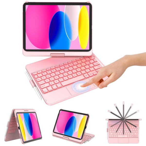 KBCASE Keyboard Case for iPad 10th Generation/A16 11th Generation Case with Keyboard 360° Rotatable Keyboard with Trackpad for iPad 10th 10.9" 2022/A16 11th Generation 11"...