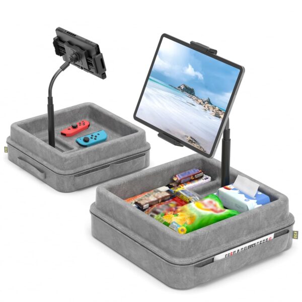 KDD Tablet Pillow Holder - 360°Adjustable iPad Pillow Stand for Lap, Bed and Desk - Gooseneck Tablet Soft Pad Dock with Storage Tray and Pocket Compatible with iPad Pro 12.9,...
