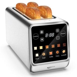 Keenstone Toaster 4 Slice, Digital Smart Toaster with TouchScreen, Memory Function, Single Slot Toasting, Timer, Reheat & Defrost for Bagels, Bread, Waffles, Muffin, Stainless...
