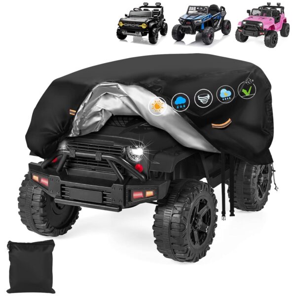 Kids Electric Car Cover Waterproof, Heavy Duty 900D Outdoor Ride On Car Cover Waterproof, Windproof Buckle, Reflective Strip, Universal Large Toy Car Cover Anti-UV Rain Dust All...