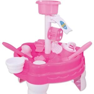 Kids Pink Sand and Water Play Table – 14 Piece Pirate Boat Themed Sensory Activity Set with Crows Nest, Spinners & Accessories – Indoor & Outdoor Toy for Children Aged 3+ –...