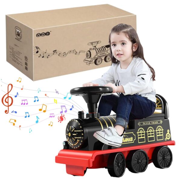 Kids Ride On Train Retro Toddler Train with Steering Wheel, Sound & Light Effects, USB Charging, Large Battery, Trackless Indoor & Outdoor Use
