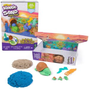 Kinetic Sand, Project Planet Turtle Beach with 396g Play Sand, Tools & Moulds, Sustainably Minded Materials, Sensory Toys for Kids Aged 3+
