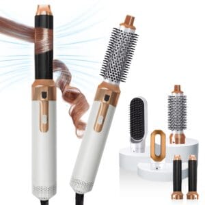 KKM STYLER New Updated 5 in 1 Hair Styler, Hot Air Brush, Hair Dryer Brush, Hair Curler, Air Styler, Hair Dryer Set - Perfect for Volumizing, Straightening, and Curling at Home