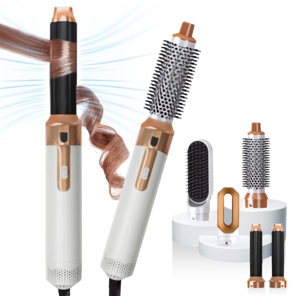 KKM STYLER New Updated 5 in 1 Hair Styler, Hot Air Brush, Hair Dryer Brush, Hair Curler, Air Styler, Hair Dryer Set - Perfect for Volumizing, Straightening, and Curling at Home